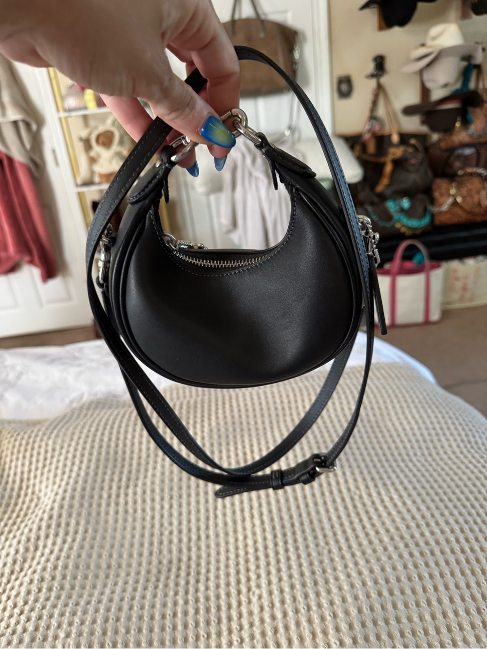 Coach Mini Crescent Crossbody Bag in Black